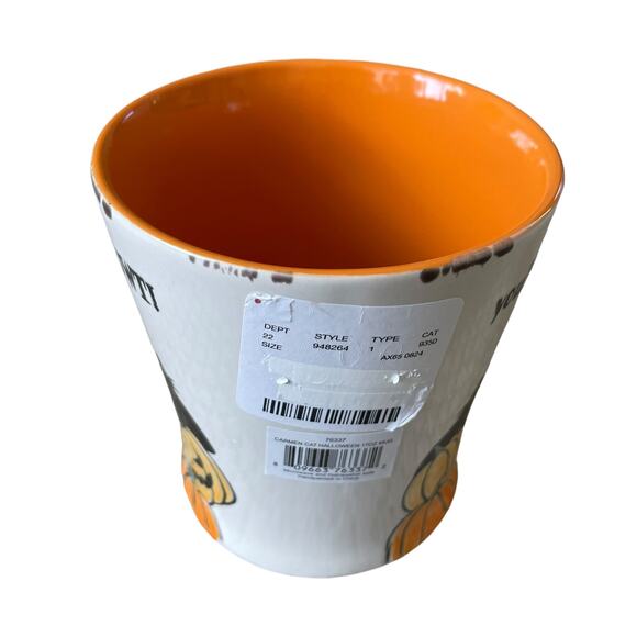 Spectrum Designz Black Cats Pumpkins YOU'RE CREEPING MEOWT! Halloween Mug NEW - Picture 10 of 13